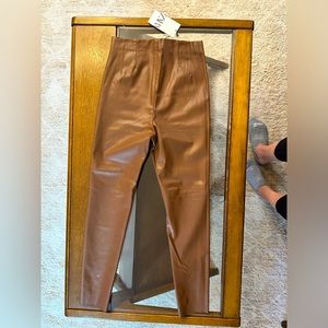 Brand new with tags Zara light brown pleather pants - size medium US.